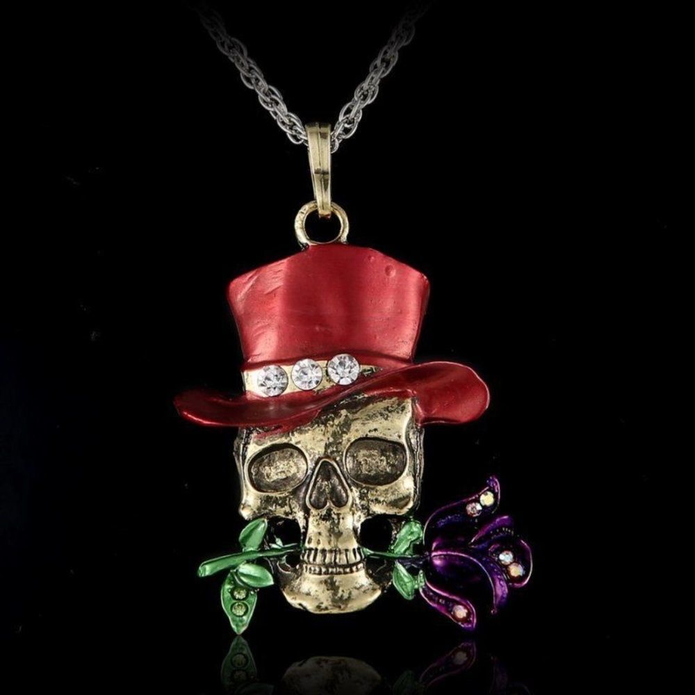 Retro Skull Flower Pendant